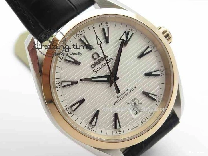 0202 2017 Aqua Terra SS RG XF Best Edition White Textured Dial On Black Leather Strap A Functional 8157